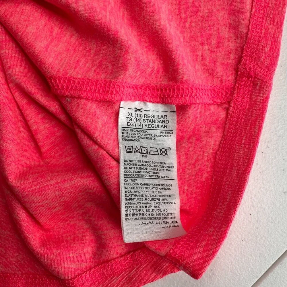 Old Navy Active Girls Go-Dry Pullover XL Hot Pink Long Sleeve Half-Zip‎ Top Neon